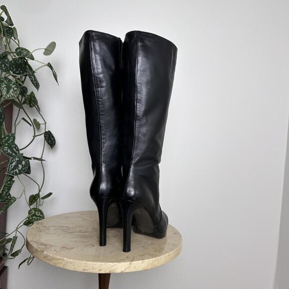 Vintage Via Spiga 90s 2000s black knee high toe platform high heel boots size 10 - Picture 4 of 5